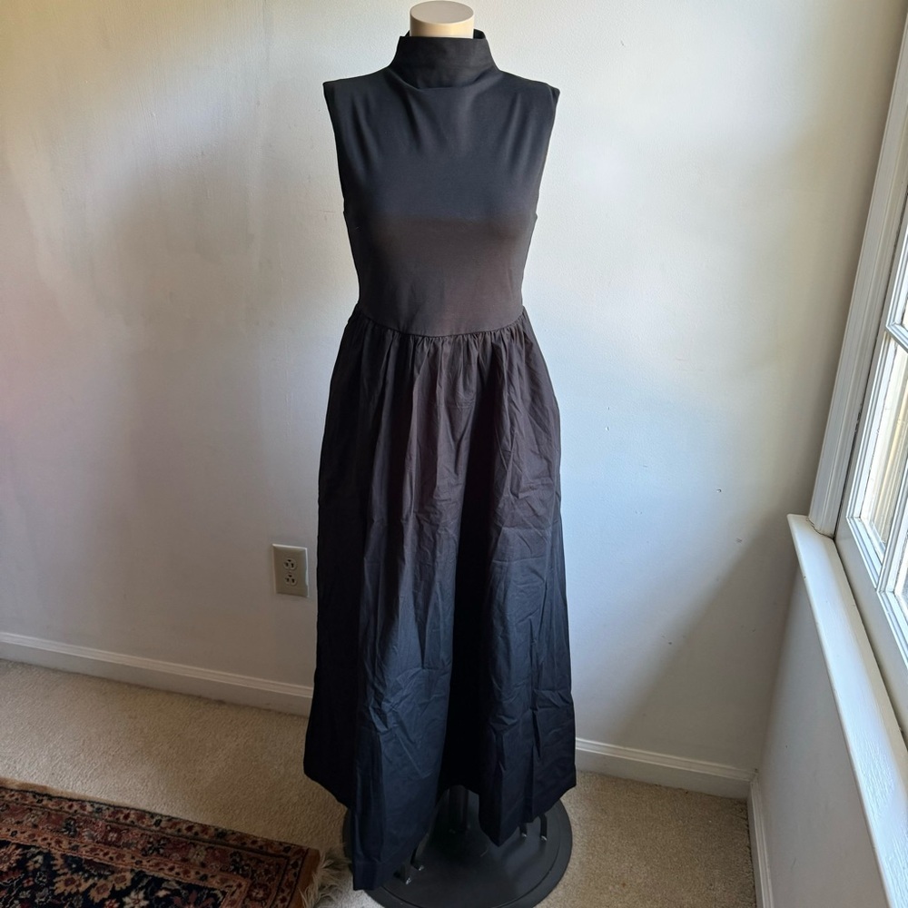 NWT J.Crew Fitted knit mockneck dress with poplin skirt in Black - Picture 4 of 15
